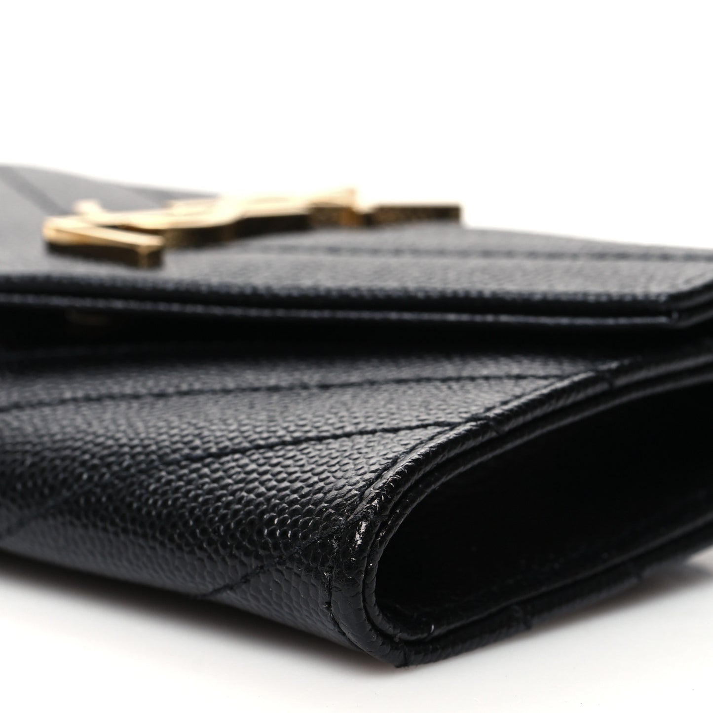 Grain De Poudre Matelasse Chevron Small Monogram Envelope Wallet Black