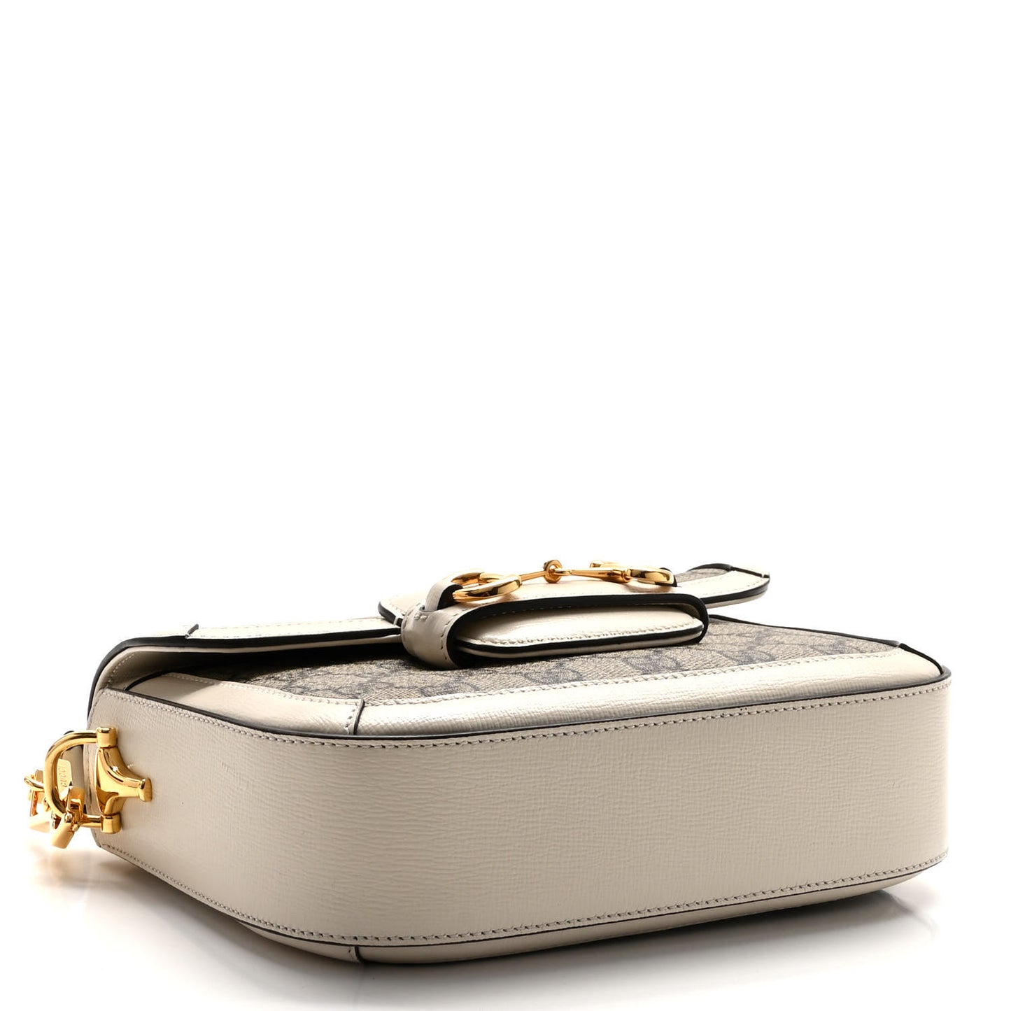 GG Supreme Monogram Web Mini Horsebit 1955 Shoulder Bag Beige Mystic White