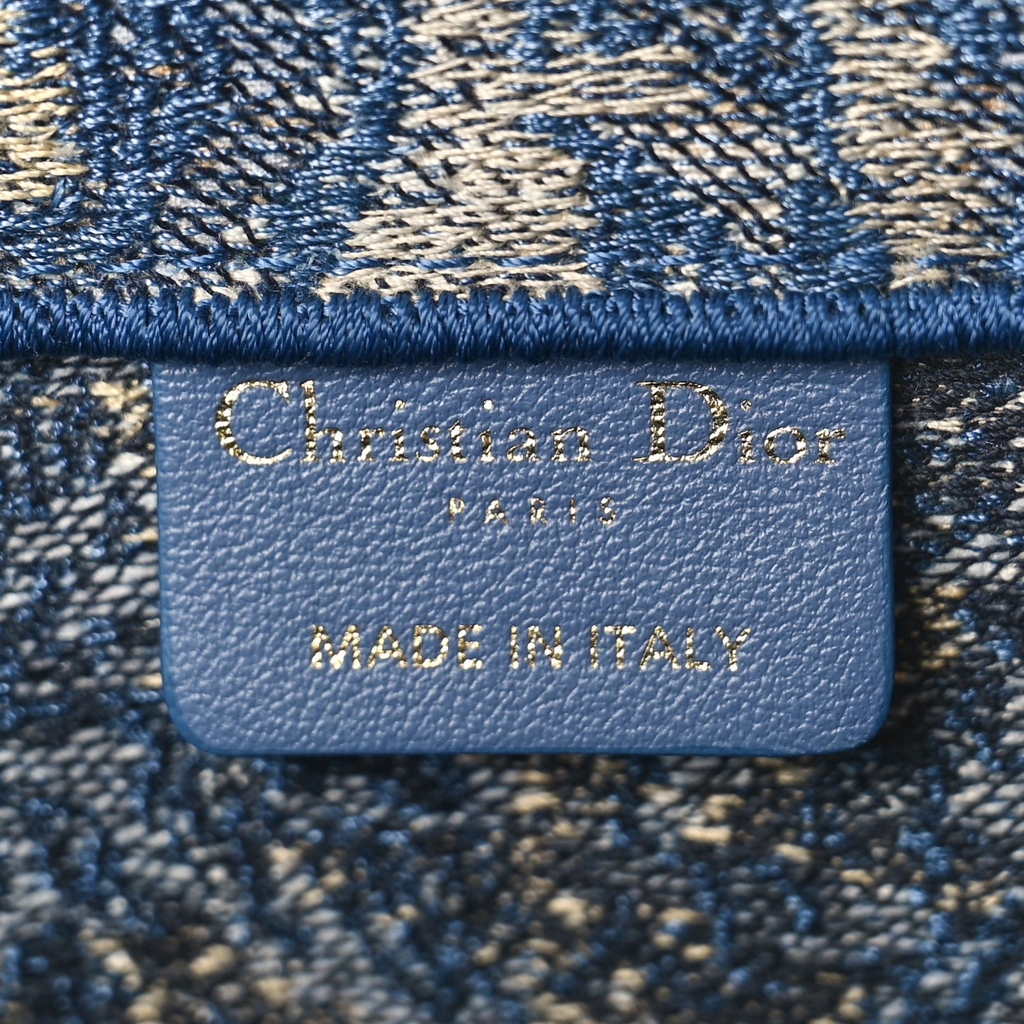Canvas Embroidered Large Brocart Book Tote Blue