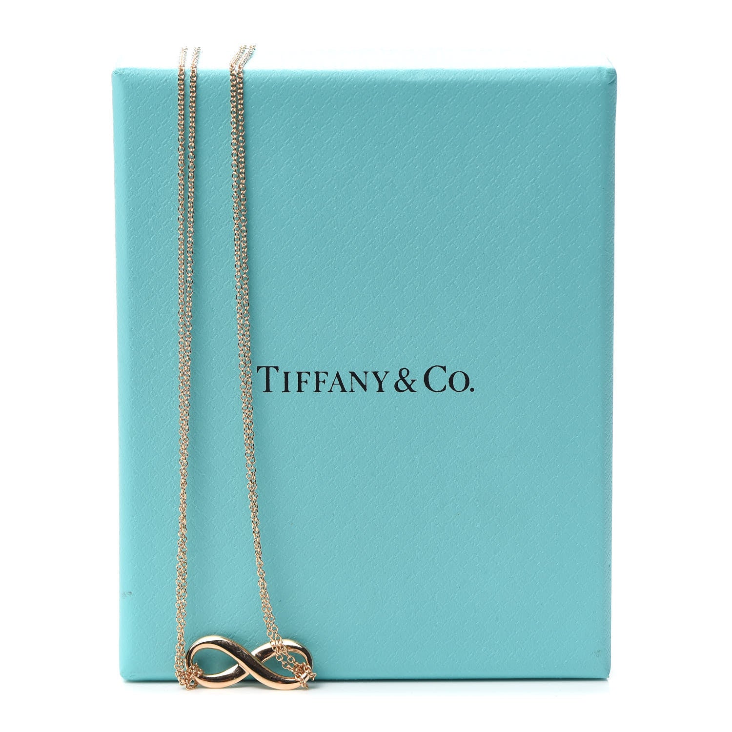 Tiffany 18K Rose Gold Infinity Double Chain Pendant Necklace 6 of 6