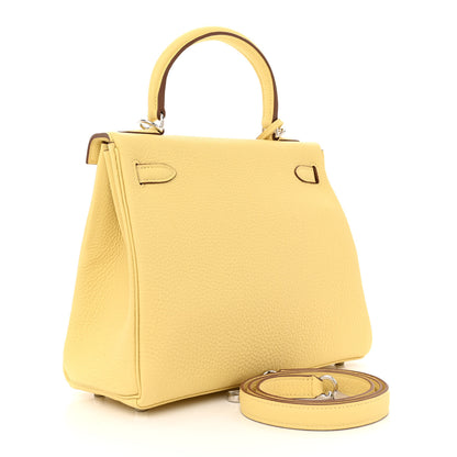 Hermes Togo Kelly Retourne 25 Jaune Poussin 3 of 11