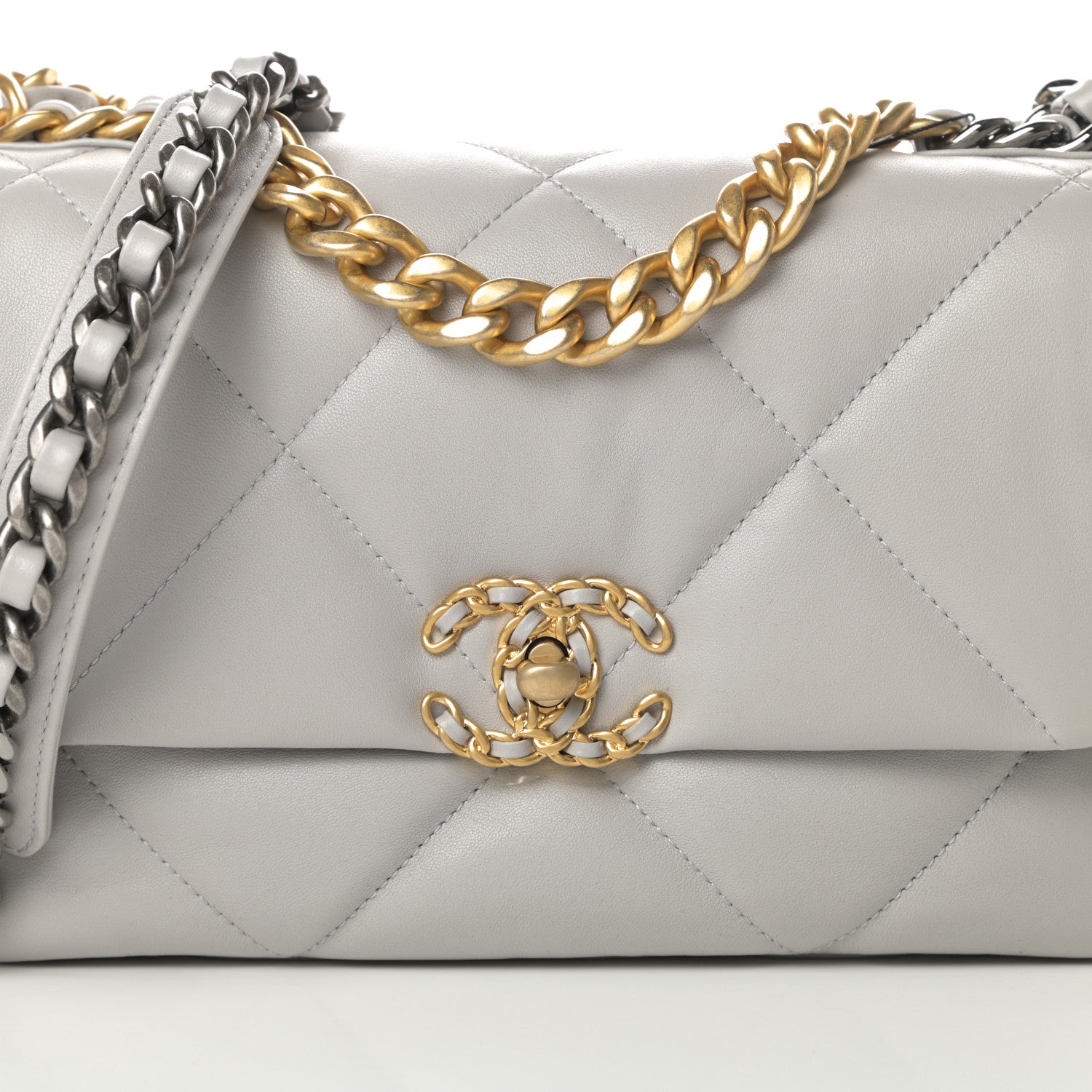 Chanel Goatskin Quilted Medium Chanel 19 Flap Grey 8 of 10