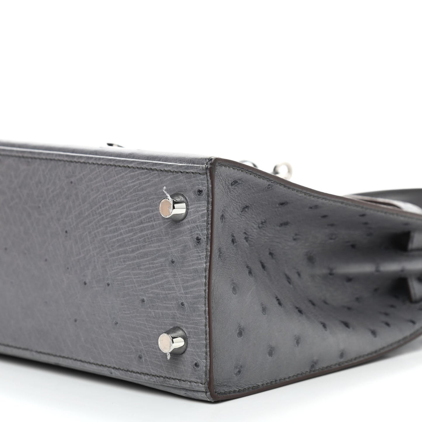 Ostrich Horseshoe Kelly Sellier 25 Gris Agate Bleu Nuit