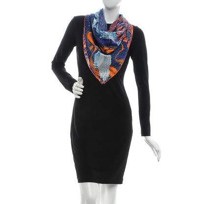 Hermes Silk Into the Canadian Wild Scarf 90 Cobalt Orange Ultraviolet 2 of 10