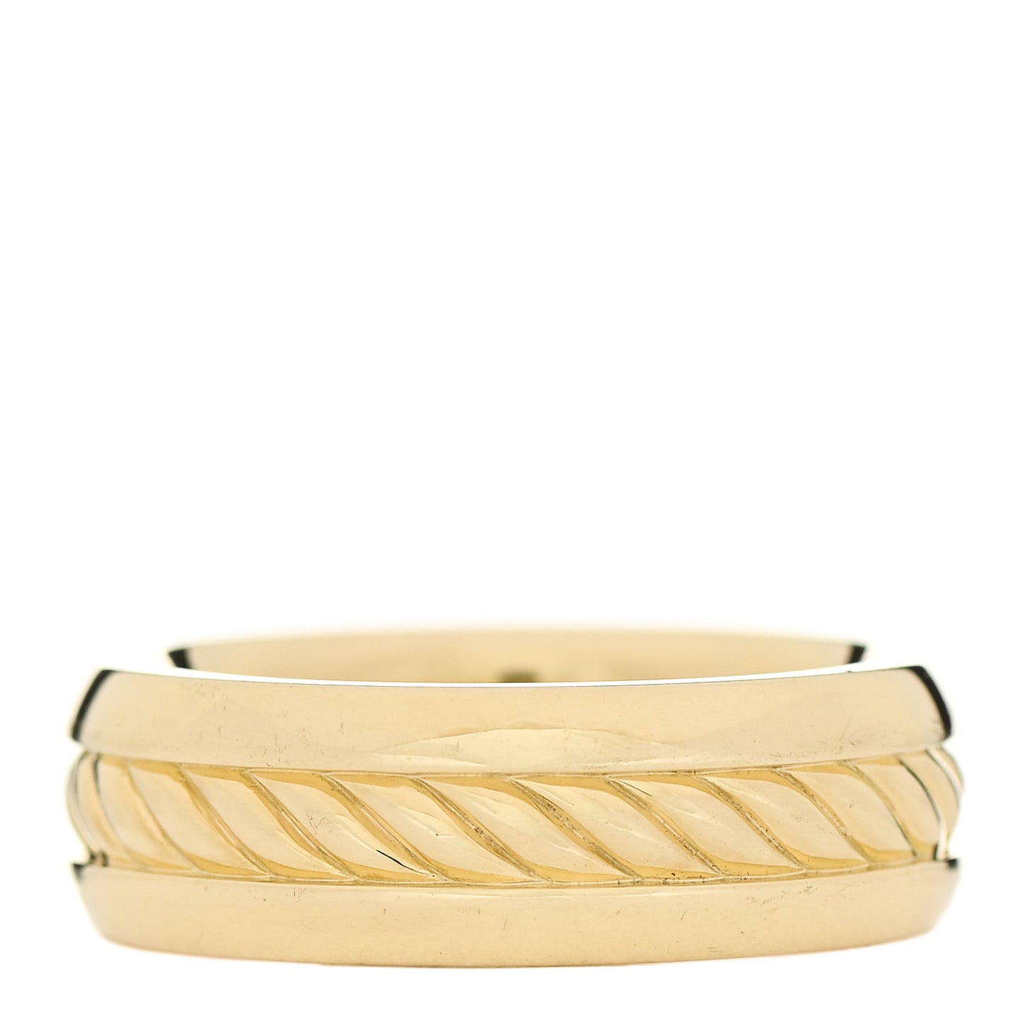 18K Yellow Gold 8mm Cable Classics Inset Band Ring 60 9