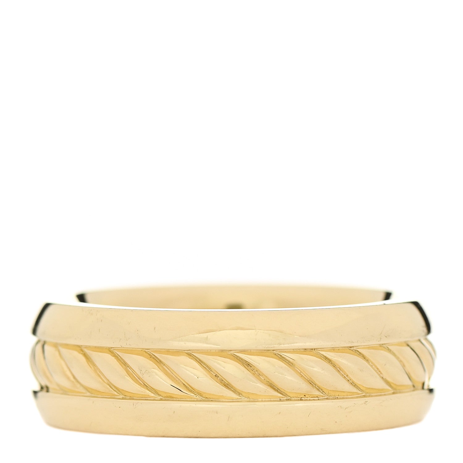 David Yurman 18K Yellow Gold 8mm Cable Classics Inset Band Ring 60 9 3 of 5