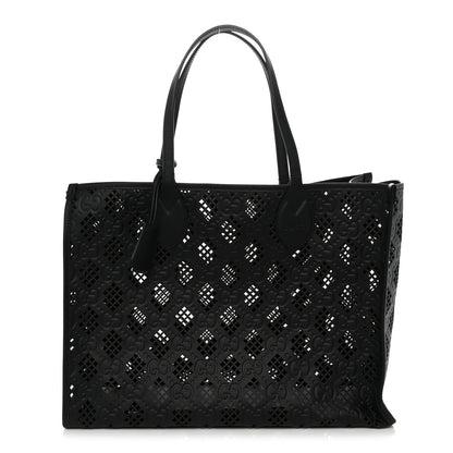 Gucci Calfskin GG Monogram Diamond Cut Medium Ophidia Tote Bag Black 1 of 10