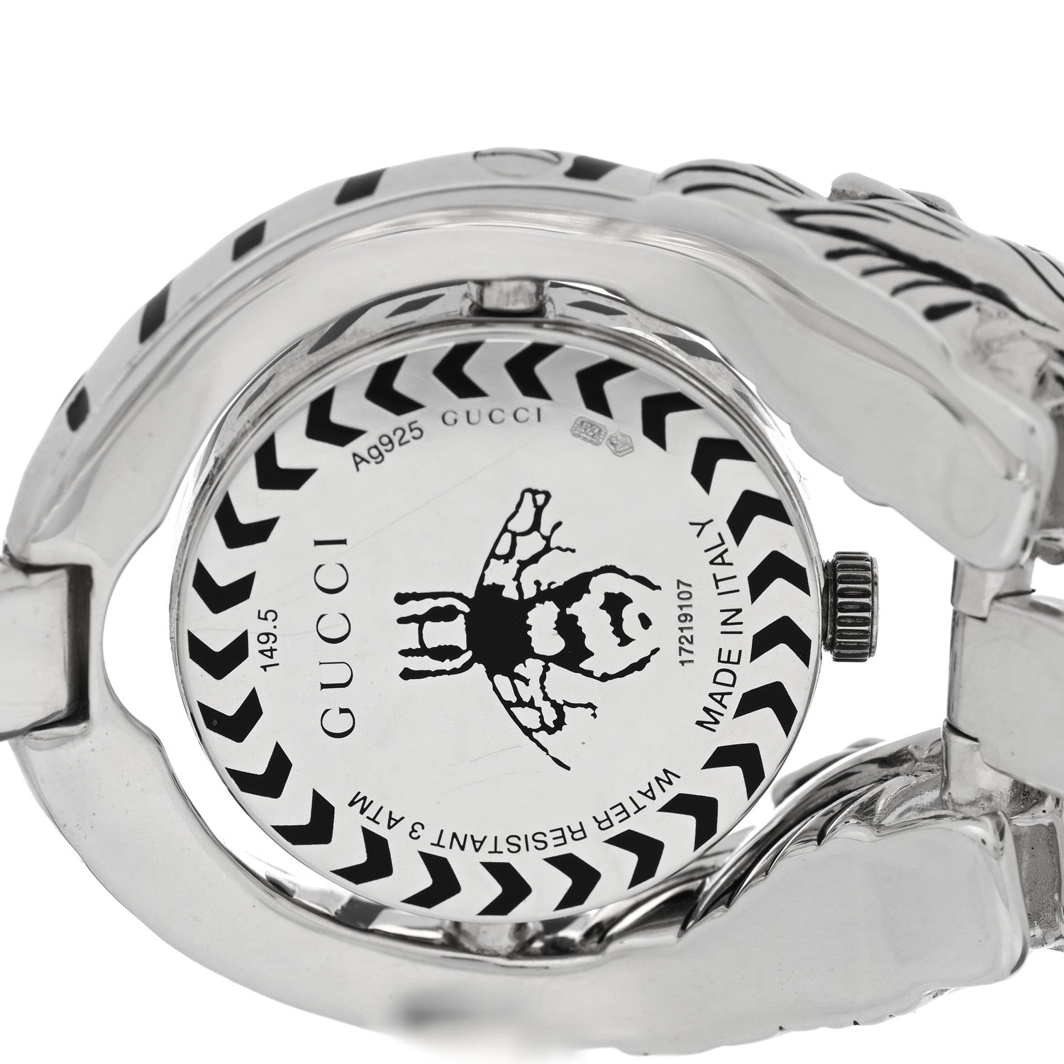 Gucci Sterling Silver Black Mother of Pearl 23mm Dionysus Quartz Watch 4 of 5