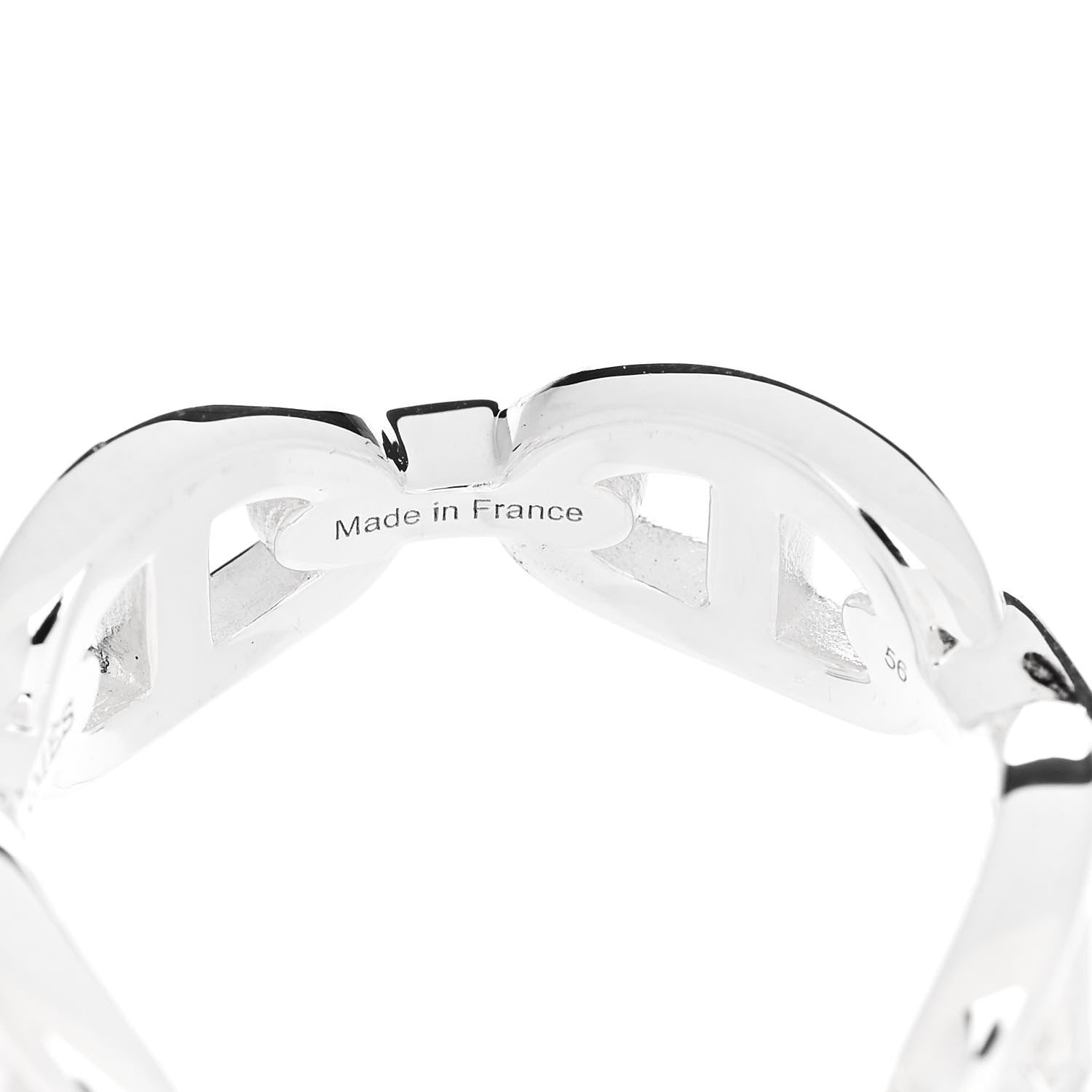 Hermes Sterling Silver PM Chaine d'Ancre Enchainee Band Ring 56 7.5 5 of 9