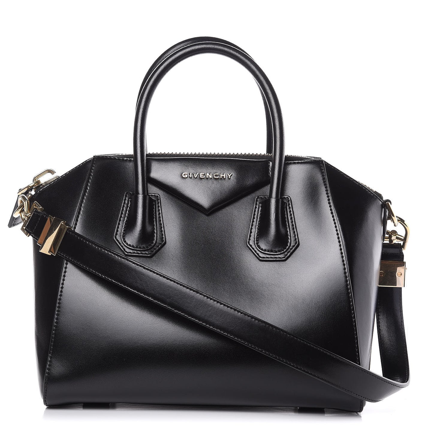 Shiny Lord Calfskin Small Antigona Black