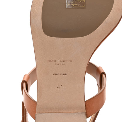 Saint Laurent Calfskin Cassandra Monogram Sandals 41 Brown 6 of 9