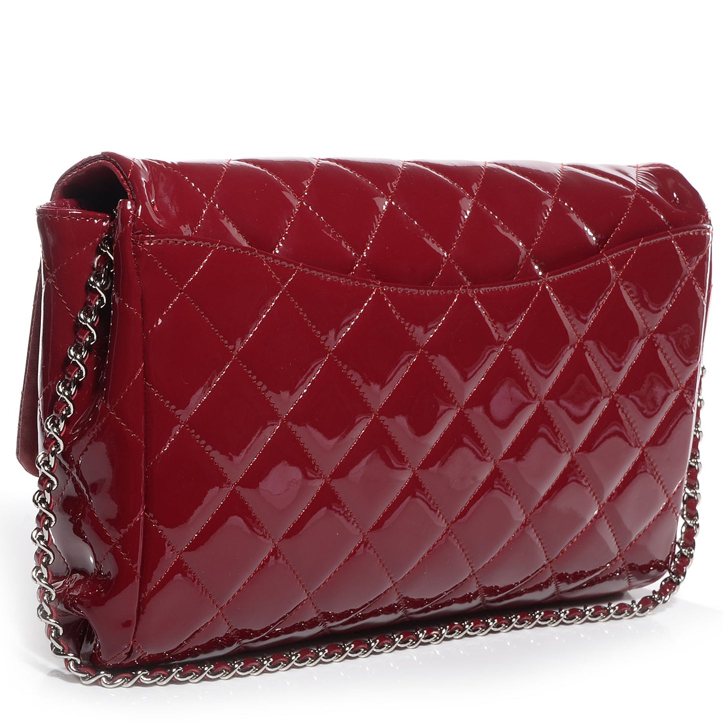 Patent Quilted Clutch Flap Red