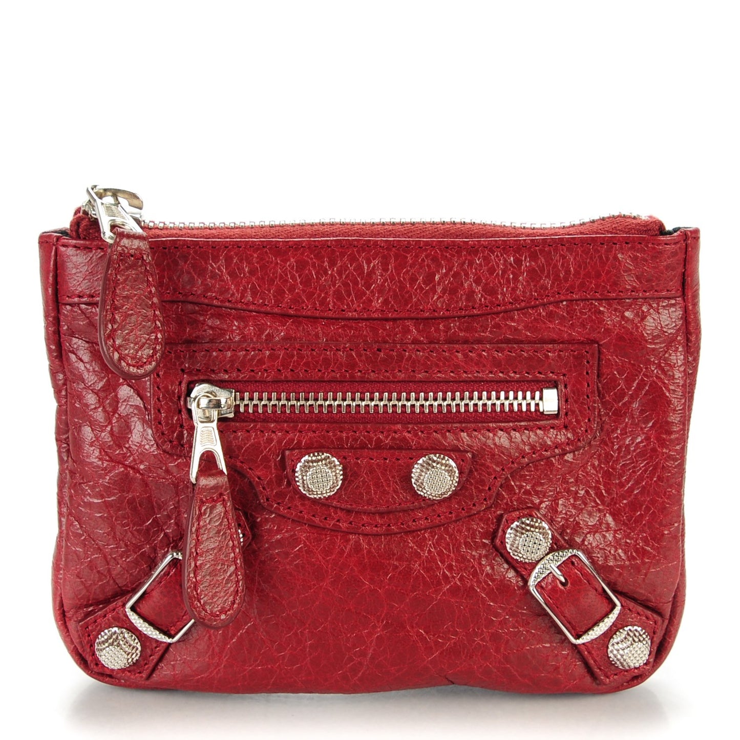 Agneau Giant 12 Silver Hardware M Porte-Monnaie Coin Purse Rouge Cerise
