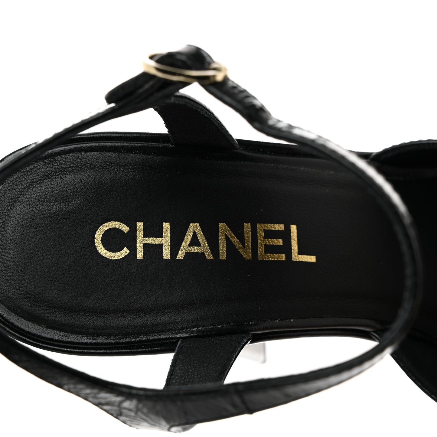 Calfskin CC Platform Sandals 37.5 Black