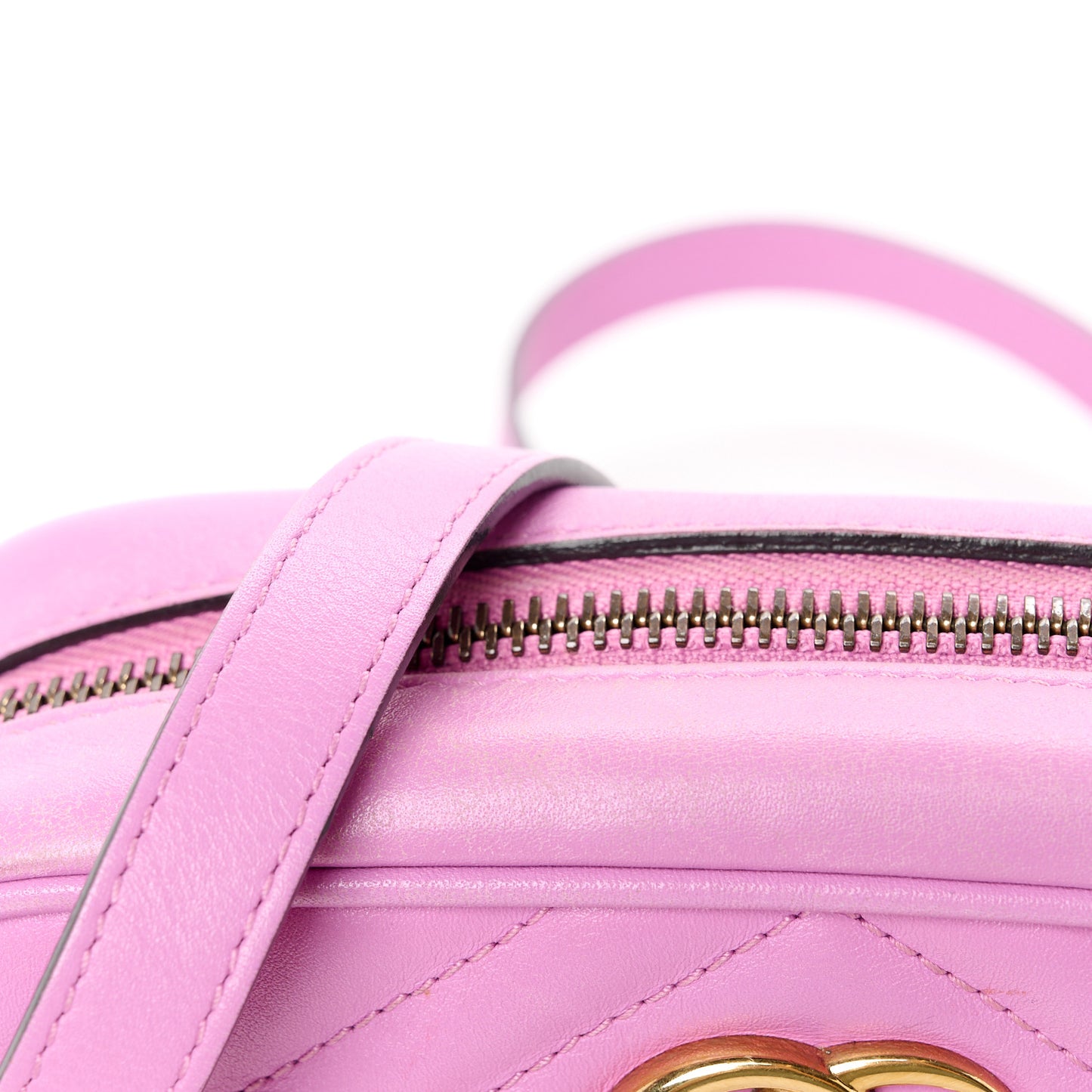 Calfskin Matelasse Mini GG Marmont Chain Shoulder Bag Candy Mousse