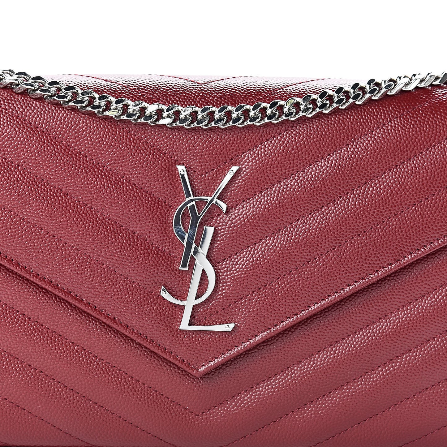 Grain De Poudre Matelasse Chevron Monogram Chain Wallet Palissandre