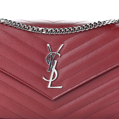 Saint Laurent Grain De Poudre Matelasse Chevron Monogram Chain Wallet Palissandre 7 of 9
