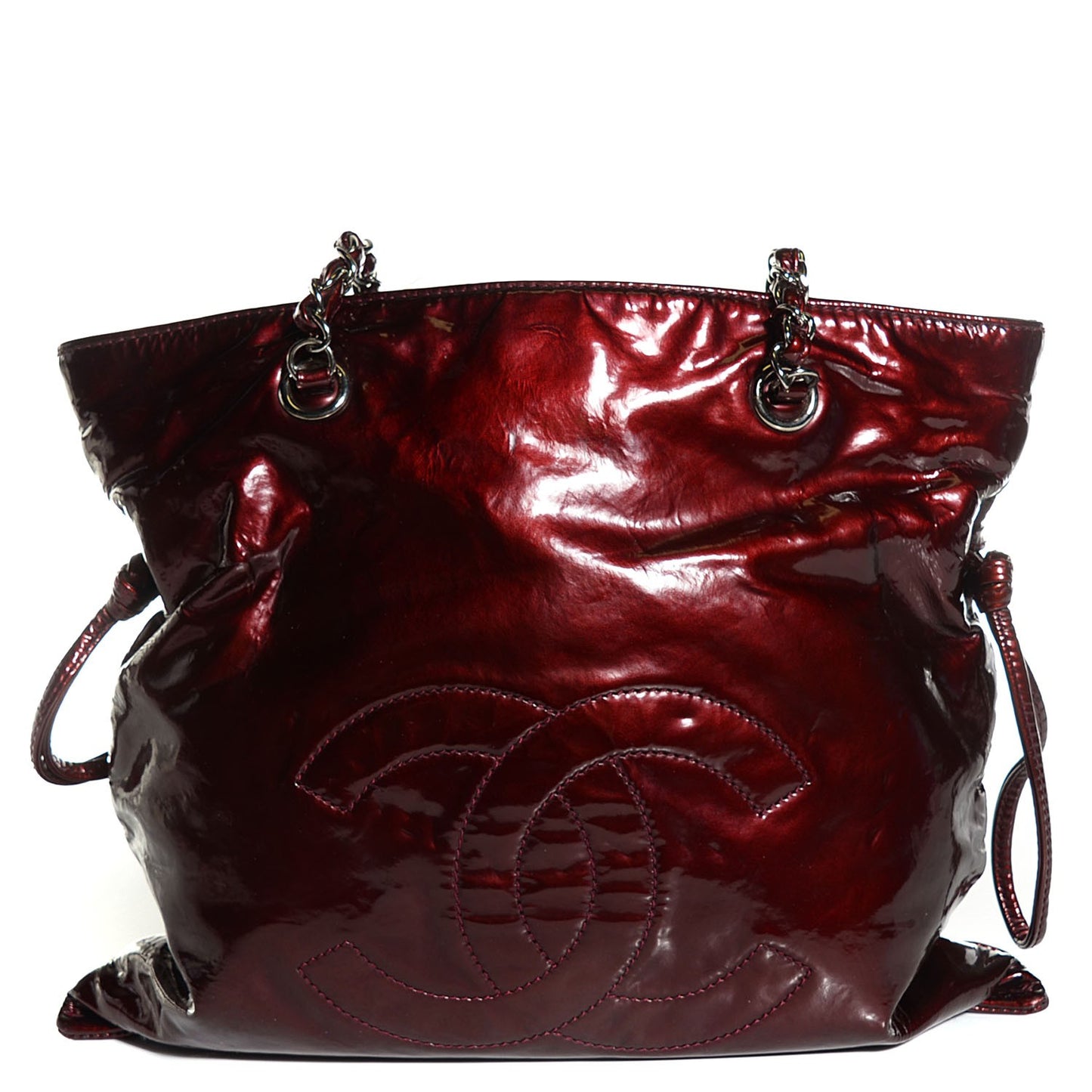 Patent Small Bonbons Shopper Tote Bordeaux