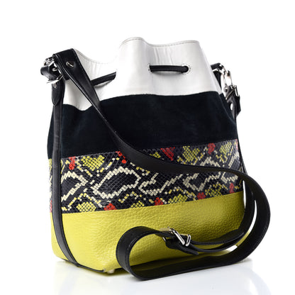 Proenza Schouler Smooth Leather Elaphe Snakeskin Patchwork Medium Bucket Bag Charteuse 4 of 15