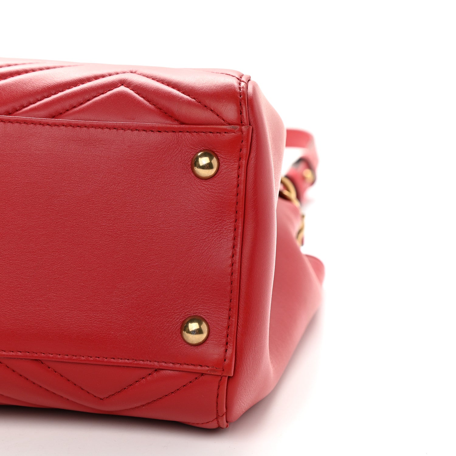 Gucci Calfskin Matelasse Medium GG Marmont Tote Hibiscus Red 9 of 15
