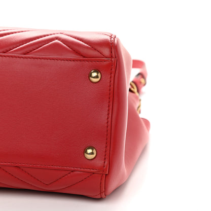 Gucci Calfskin Matelasse Medium GG Marmont Tote Hibiscus Red 9 of 15