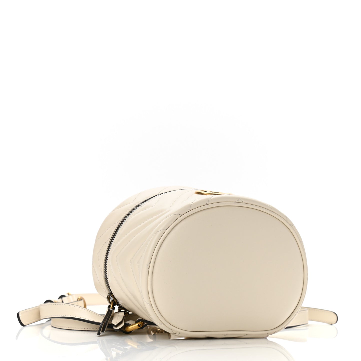Calfskin Matelasse Mini GG Marmont Round Backpack White