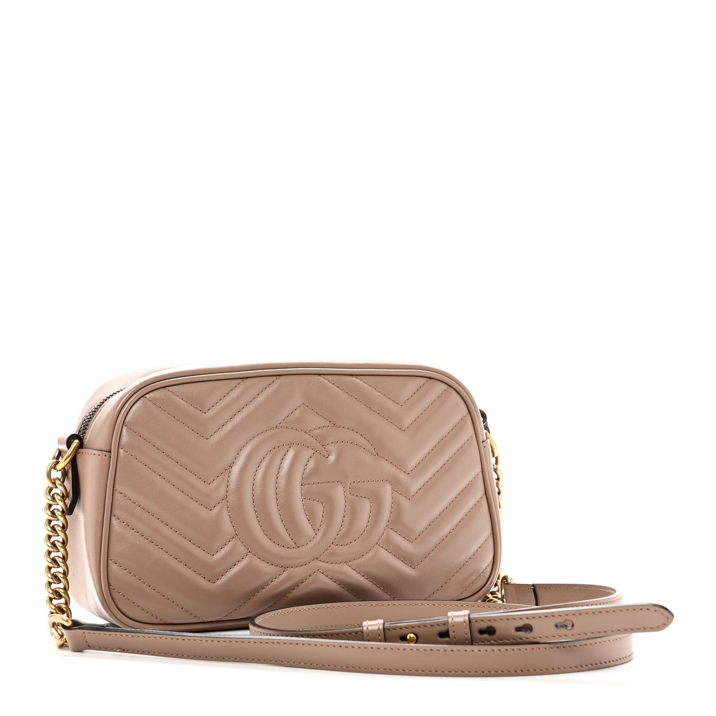 Calfskin Matelasse Small GG Marmont Chain Shoulder Bag Porcelain Rose