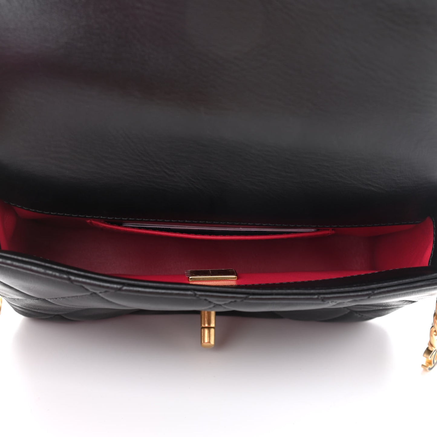 Lambskin Enamel Quilted Mini Pending CC Square Flap Black