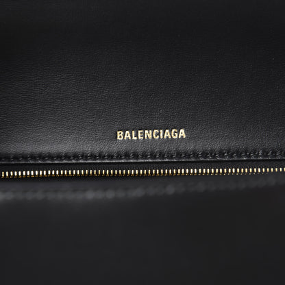 Balenciaga Shiny Box Calfskin Medium Hourglass Top Handle Bag Black 8 of 9