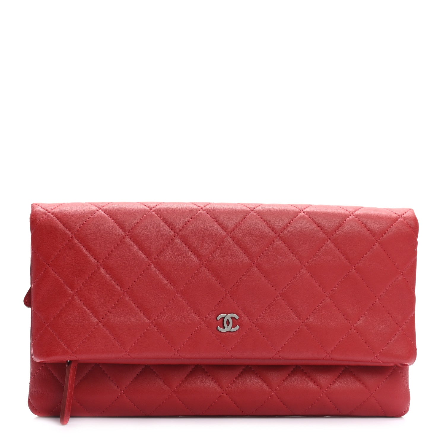 Chanel Lambskin Quilted CC Beauty Clutch Red 1 of 10