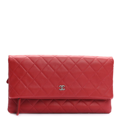Chanel Lambskin Quilted CC Beauty Clutch Red 1 of 10