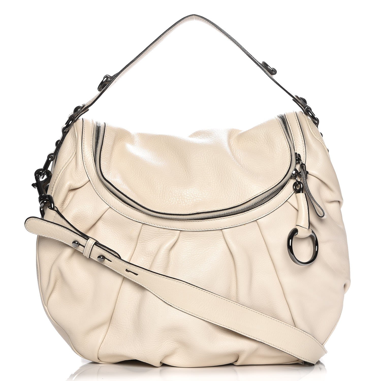 Gucci Pebbled Calfskin Medium Icon Bit Shoulder Bag Ivory 1 of 11