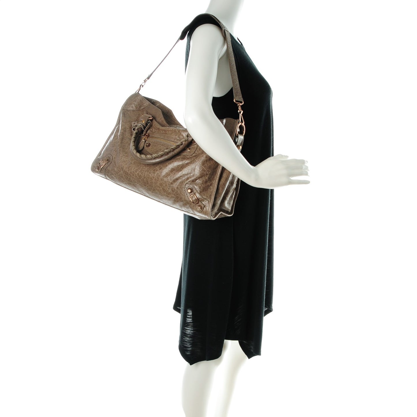 Agneau Giant 12 Rose Gold Hardware City Gris Poivre