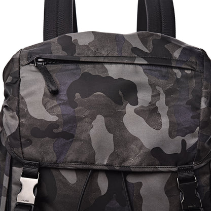 Prada Tessuto Nylon Camouflage Print Double Buckle Backpack Fumo 12 of 12