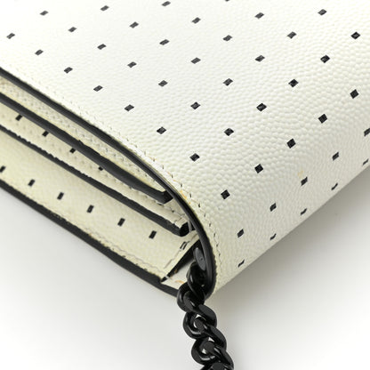 Saint Laurent Grain De Poudre Square Dot Print Monogram Chain Wallet White Matte Black 12 of 13