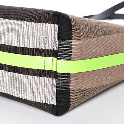 Burberry Canvas Mega Check The Giant Reversible Tote Black Neon Yellow 14 of 15