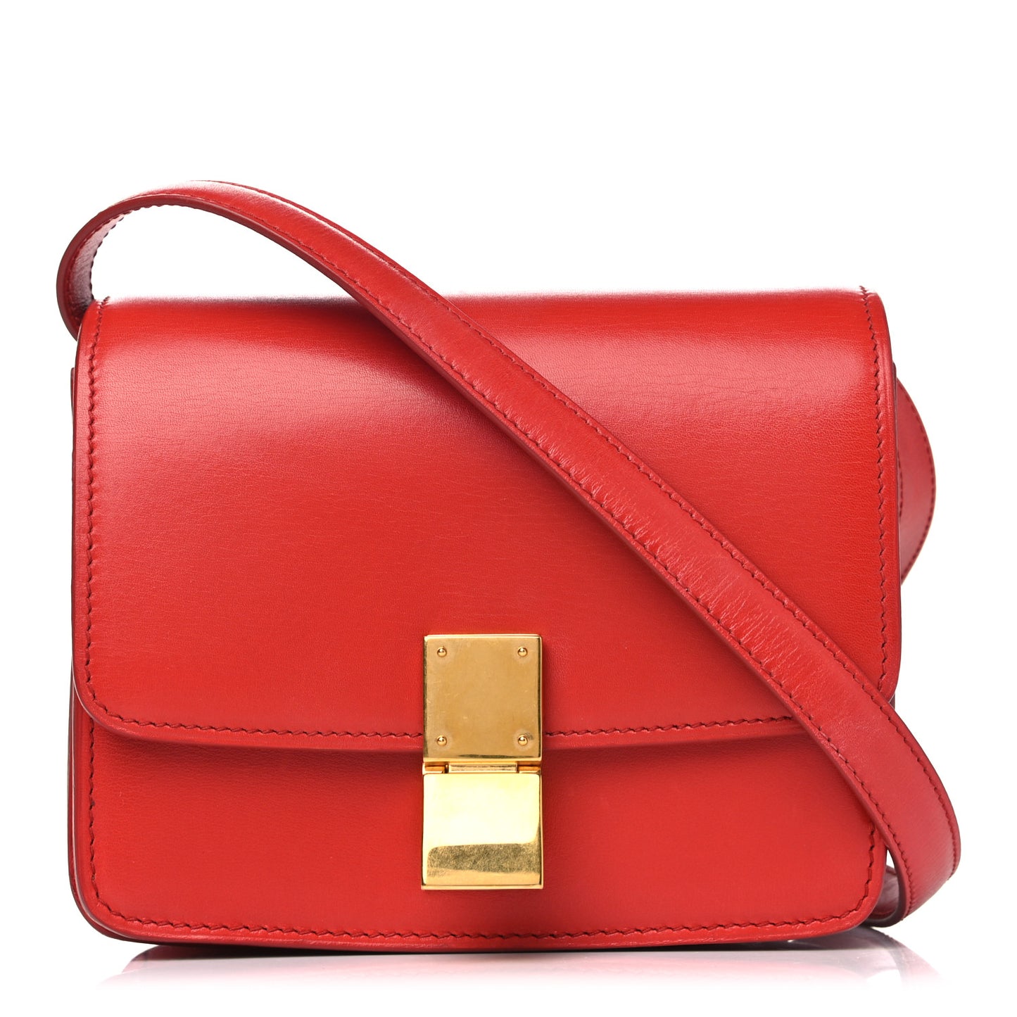 Box Calfskin Small Classic Box Flap Bag Red