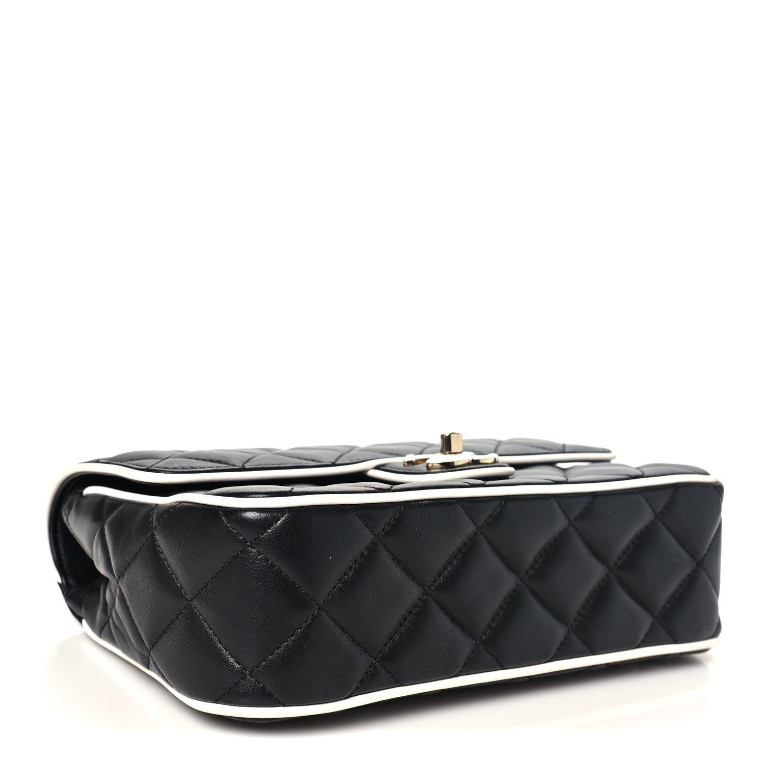Chanel Lambskin Quilted Resin Graphic Frame Flap Bag Black White 4 of 10