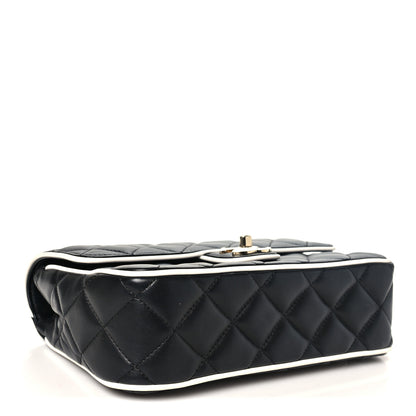 Chanel Lambskin Quilted Resin Graphic Frame Flap Bag Black White 4 of 10