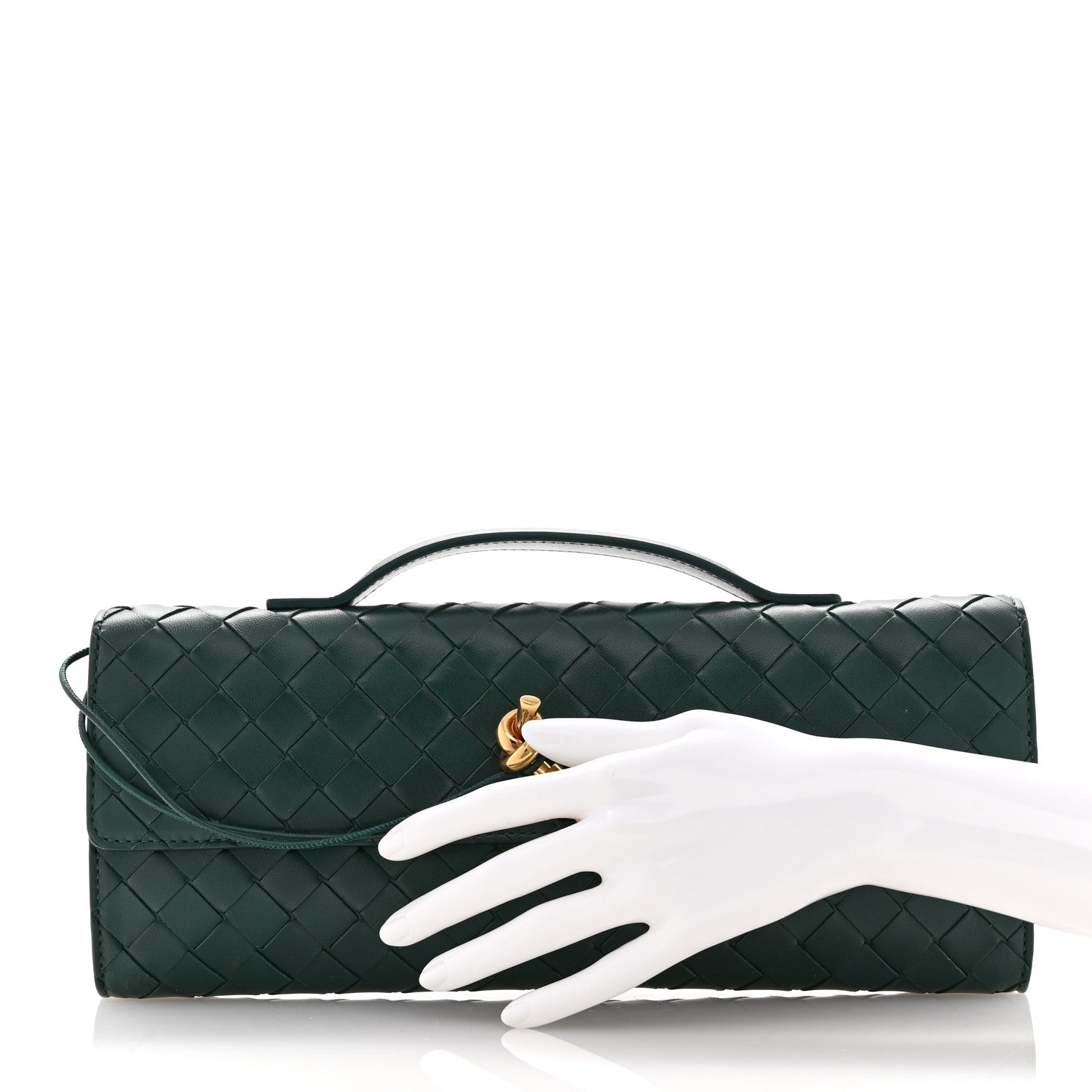 Bottega Veneta Nappa Intrecciato Long Andiamo Top Handle Clutch Emerald Green 2 of 7