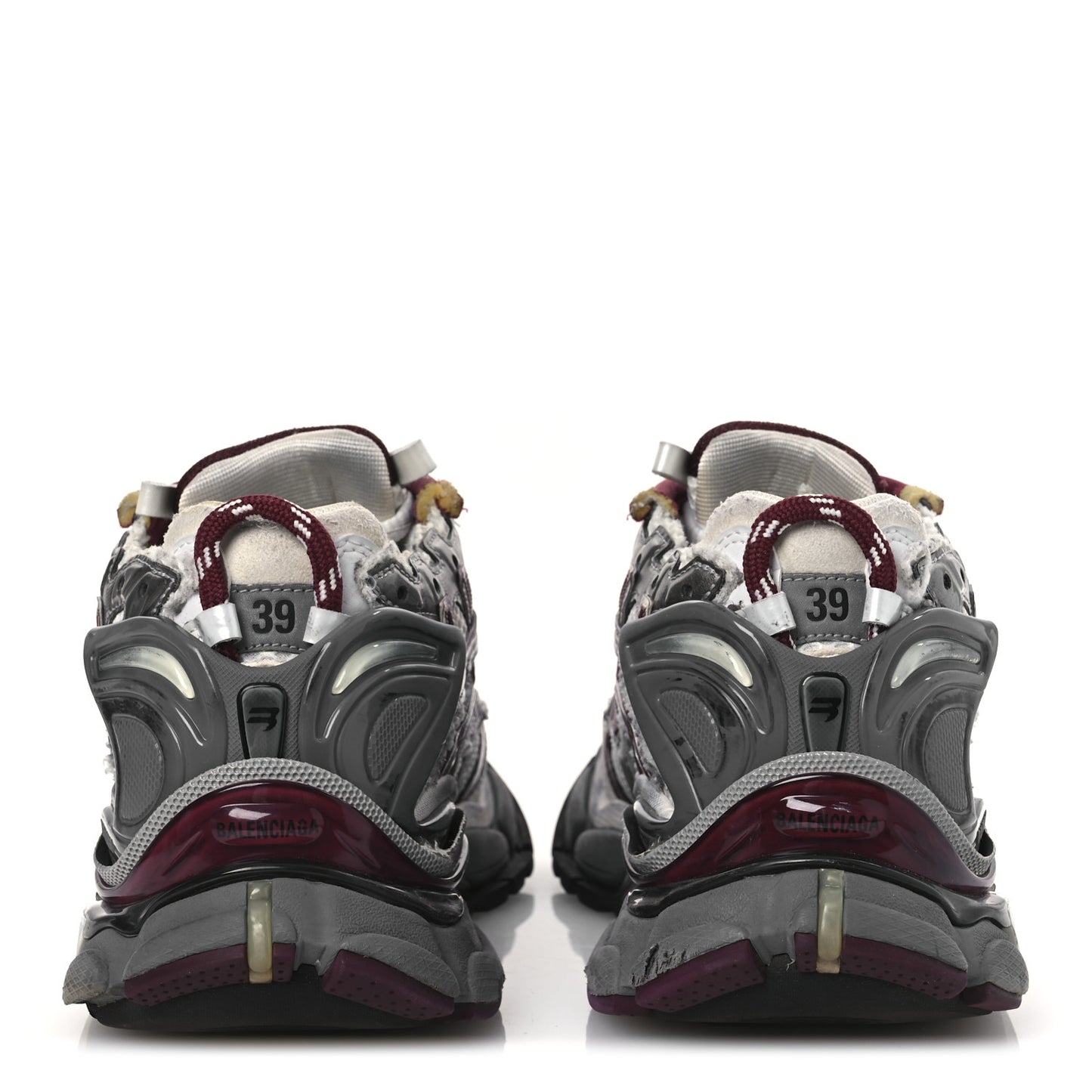 Mesh Rubber Distressed Womens Runner Sneakers 39 White Burgundy Grey