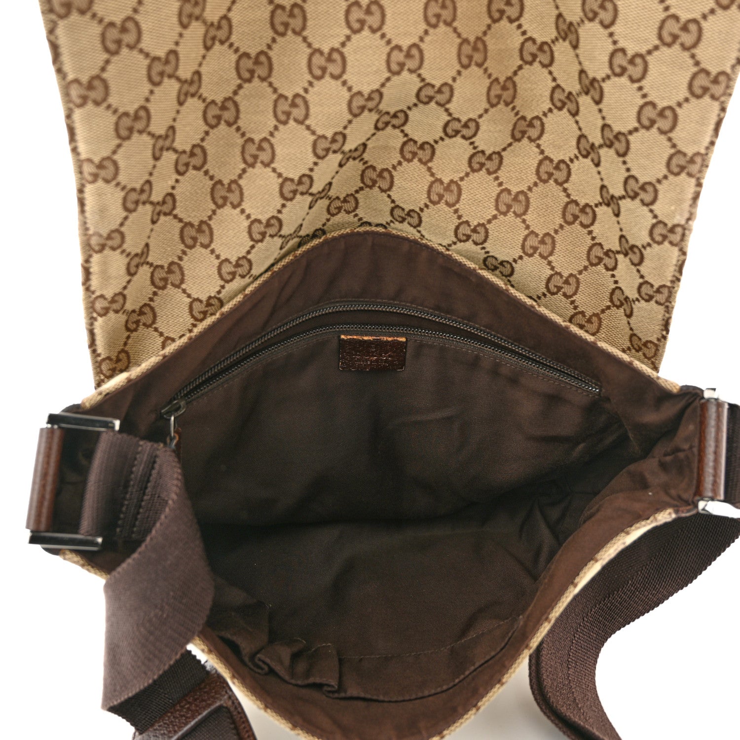 Gucci Monogram Small Flap Messenger Bag Beige Dark Brown 5 of 13