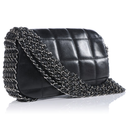 Chanel Chocolate Bar Quilted Lambskin 5 Chain Flap Black 3 of 10