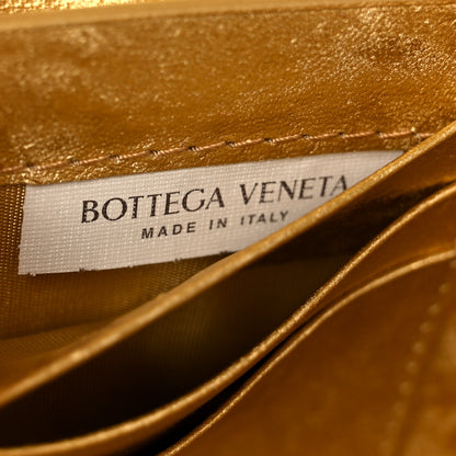 Bottega Veneta Metallic Satin Lambskin Intrecciato Long Andiamo Top Handle Clutch Gold 7 of 8