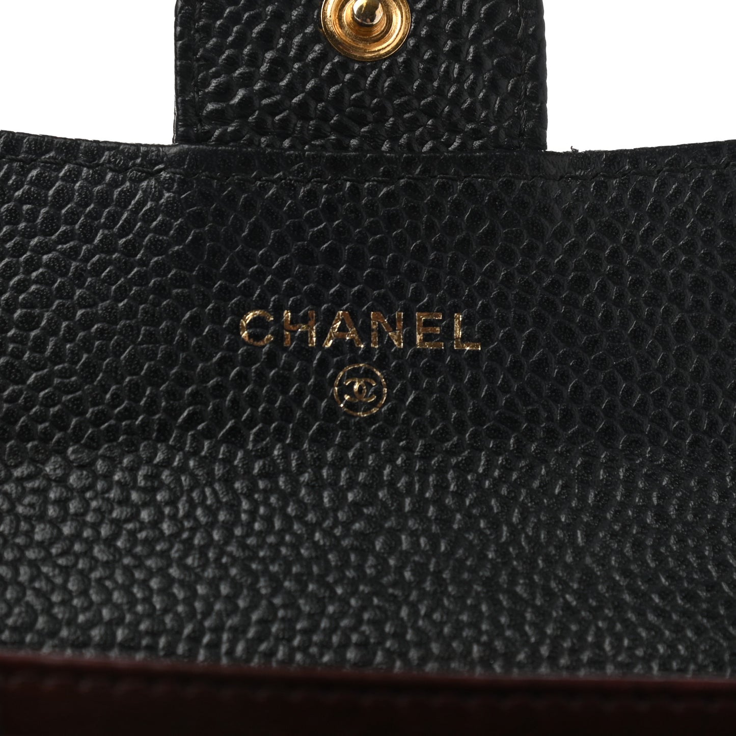Caviar Quilted Flap Card Holder Wallet Black