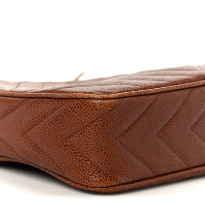 Chanel Caviar Chevron Quilted Tassel Camera Case Brown 10 of 14
