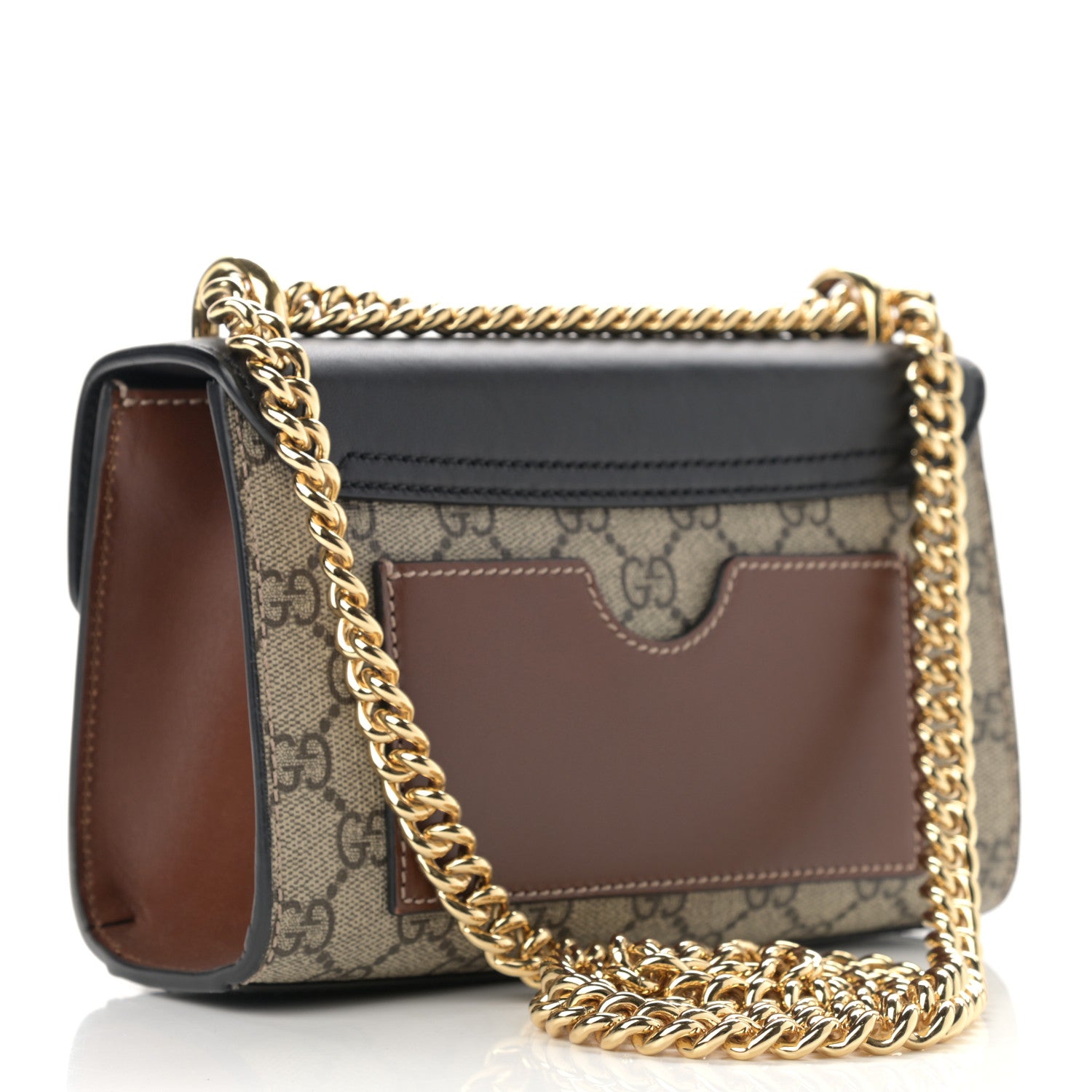 Gucci GG Supreme Monogram Calfskin Small Padlock Shoulder Bag Beige Black Cuir 3 of 13