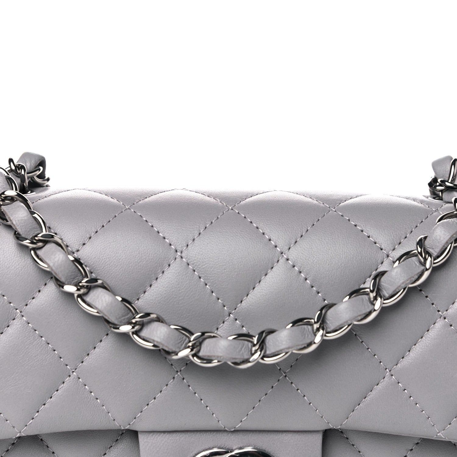 Chanel Lambskin Quilted Mini Rectangular Flap Grey 9 of 17