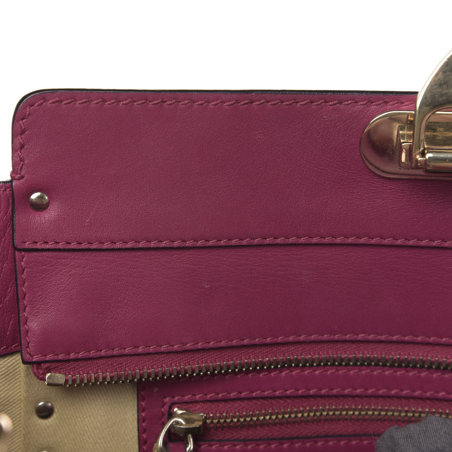 Vitello Small Rockstud Double Handle Tote Deep Cyclamin