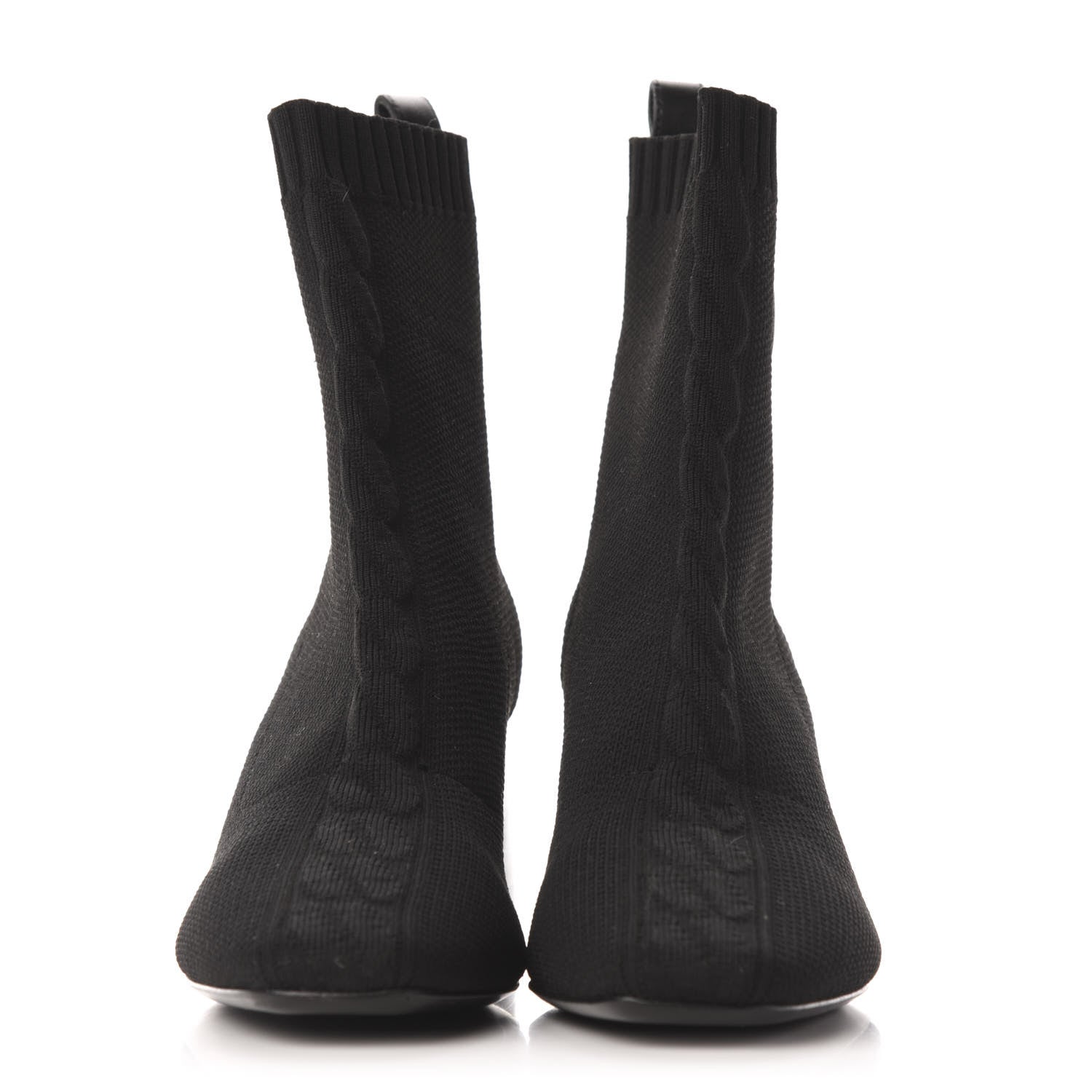 Hermes Knit Calfskin Volver Ankle Boots 36.5.5 Black 2 of 7